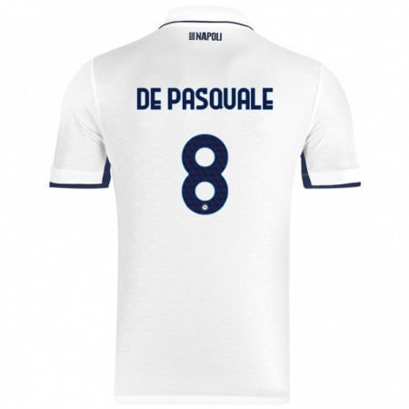 Kandiny Gyermek Dylan De Pasquale #8 Fehér Royal Blue Idegenbeli Jersey 2024/25 Mez Póló Ing