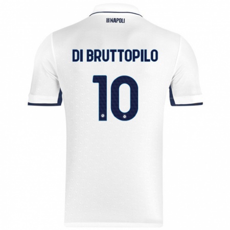 Kandiny Gyermek Giuseppe Ambrosino Di Bruttopilo #10 Fehér Royal Blue Idegenbeli Jersey 2024/25 Mez Póló Ing