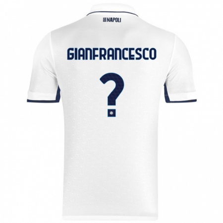 Kandiny Gyermek Sergio Gianfrancesco #0 Fehér Royal Blue Idegenbeli Jersey 2024/25 Mez Póló Ing