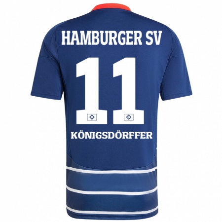 Kandiny Gyermek Ransford Königsdörffer #11 Sötétkék Idegenbeli Jersey 2024/25 Mez Póló Ing