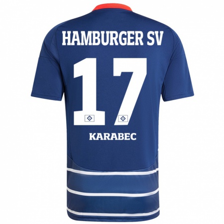 Kandiny Gyermek Adam Karabec #17 Sötétkék Idegenbeli Jersey 2024/25 Mez Póló Ing