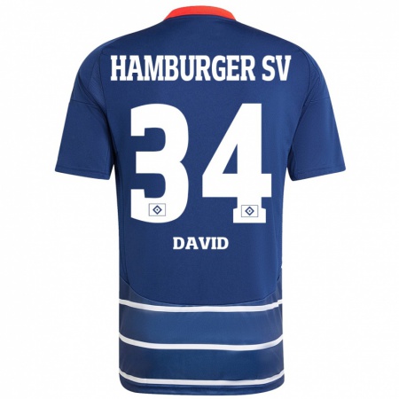 Kandiny Gyermek Jonas David #34 Sötétkék Idegenbeli Jersey 2024/25 Mez Póló Ing