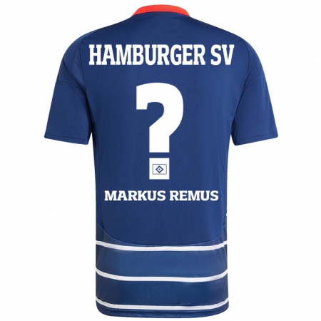 Kandiny Gyermek Markus Remus #0 Sötétkék Idegenbeli Jersey 2024/25 Mez Póló Ing