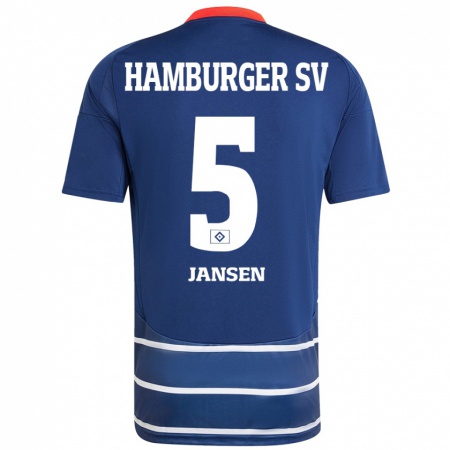 Kandiny Gyermek Marcell Jansen #5 Sötétkék Idegenbeli Jersey 2024/25 Mez Póló Ing