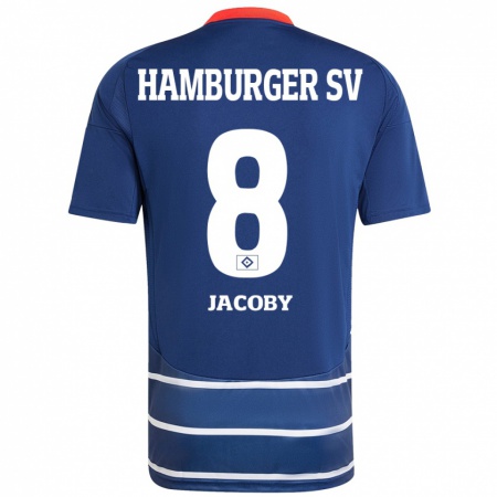 Kandiny Gyermek Leandro Jacoby #8 Sötétkék Idegenbeli Jersey 2024/25 Mez Póló Ing