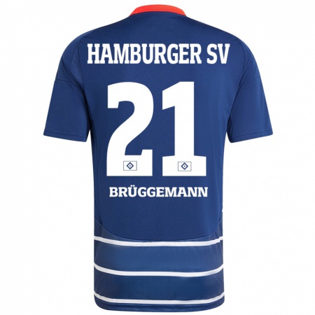 Kandiny Gyermek William Brüggemann #21 Sötétkék Idegenbeli Jersey 2024/25 Mez Póló Ing