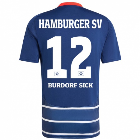 Kandiny Gyermek Emma Burdorf-Sick #12 Sötétkék Idegenbeli Jersey 2024/25 Mez Póló Ing