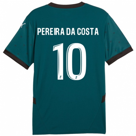 Kandiny Gyermek David Pereira Da Costa #10 Sötétzöld Idegenbeli Jersey 2024/25 Mez Póló Ing