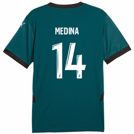 Kandiny Gyermek Facundo Medina #14 Sötétzöld Idegenbeli Jersey 2024/25 Mez Póló Ing