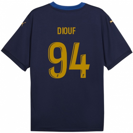 Kandiny Gyermek Yehvann Diouf #94 Sötétkék Arany Idegenbeli Jersey 2024/25 Mez Póló Ing