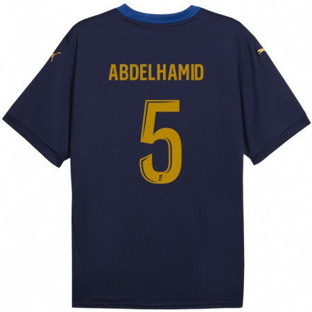 Kandiny Gyermek Yunis Abdelhamid #5 Sötétkék Arany Idegenbeli Jersey 2024/25 Mez Póló Ing