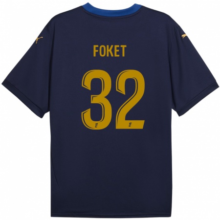 Kandiny Gyermek Thomas Foket #32 Sötétkék Arany Idegenbeli Jersey 2024/25 Mez Póló Ing