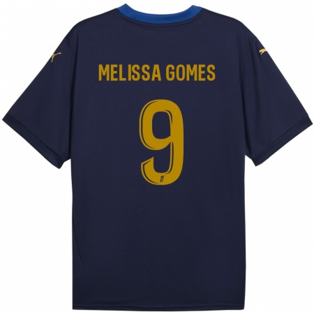 Kandiny Gyermek Melissa Ferreira Gomes #9 Sötétkék Arany Idegenbeli Jersey 2024/25 Mez Póló Ing