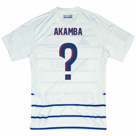 Kandiny Gyermek Fred Akamba #0 Fehér Kék Idegenbeli Jersey 2024/25 Mez Póló Ing