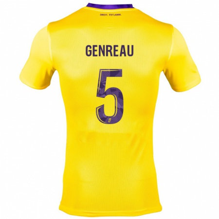 Kandiny Gyermek Denis Genreau #5 Sárga Lila Idegenbeli Jersey 2024/25 Mez Póló Ing