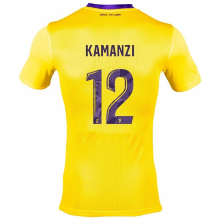 Kandiny Gyermek Warren Kamanzi #12 Sárga Lila Idegenbeli Jersey 2024/25 Mez Póló Ing