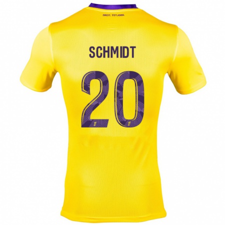 Kandiny Gyermek Niklas Schmidt #20 Sárga Lila Idegenbeli Jersey 2024/25 Mez Póló Ing