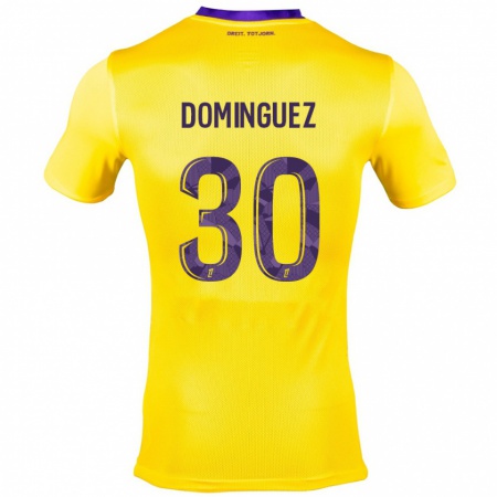 Kandiny Gyermek Álex Domínguez #30 Sárga Lila Idegenbeli Jersey 2024/25 Mez Póló Ing