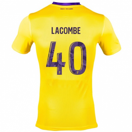 Kandiny Gyermek Justin Lacombe #40 Sárga Lila Idegenbeli Jersey 2024/25 Mez Póló Ing