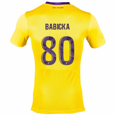 Kandiny Gyermek Shavy Babicka #80 Sárga Lila Idegenbeli Jersey 2024/25 Mez Póló Ing