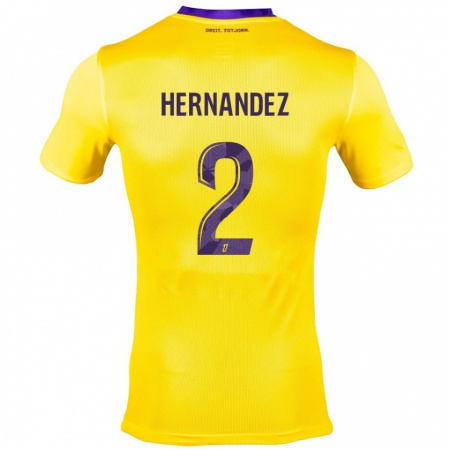 Kandiny Gyermek Lucie Hernandez #2 Sárga Lila Idegenbeli Jersey 2024/25 Mez Póló Ing