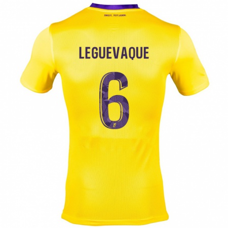 Kandiny Gyermek Laurie Leguevaque #6 Sárga Lila Idegenbeli Jersey 2024/25 Mez Póló Ing