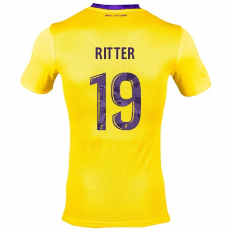 Kandiny Gyermek Morgane Ritter #19 Sárga Lila Idegenbeli Jersey 2024/25 Mez Póló Ing