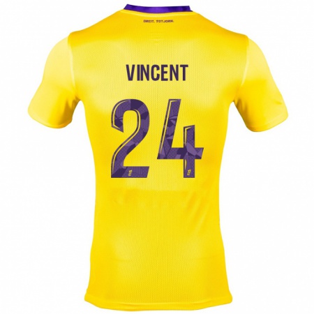 Kandiny Gyermek Magalie Vincent #24 Sárga Lila Idegenbeli Jersey 2024/25 Mez Póló Ing