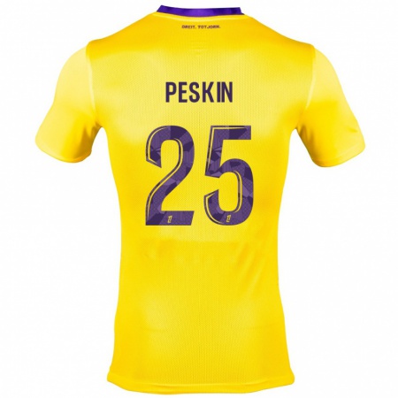 Kandiny Gyermek Kelso Peskin #25 Sárga Lila Idegenbeli Jersey 2024/25 Mez Póló Ing