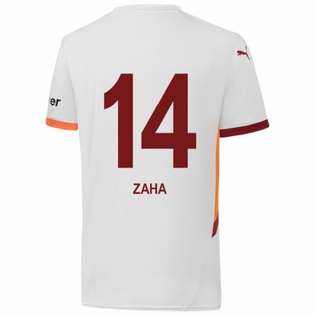 Kandiny Gyermek Wilfried Zaha #14 Fehér Sárga Piros Idegenbeli Jersey 2024/25 Mez Póló Ing