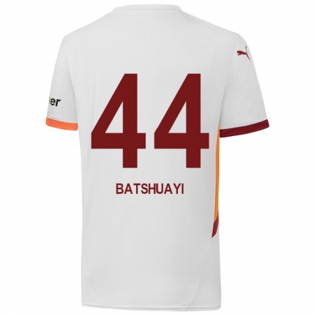 Kandiny Gyermek Michy Batshuayi #44 Fehér Sárga Piros Idegenbeli Jersey 2024/25 Mez Póló Ing