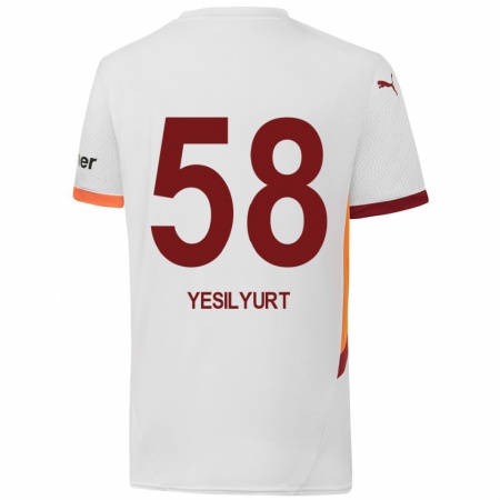 Kandiny Gyermek Ali Yeşilyurt #58 Fehér Sárga Piros Idegenbeli Jersey 2024/25 Mez Póló Ing