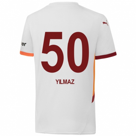 Kandiny Gyermek Jankat Yılmaz #50 Fehér Sárga Piros Idegenbeli Jersey 2024/25 Mez Póló Ing