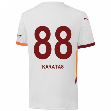 Kandiny Gyermek Kazımcan Karataş #88 Fehér Sárga Piros Idegenbeli Jersey 2024/25 Mez Póló Ing