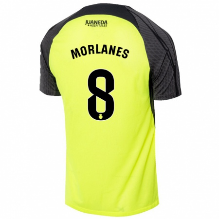 Kandiny Gyermek Manu Morlanes #8 Fluoreszkáló Zöld Fekete Idegenbeli Jersey 2024/25 Mez Póló Ing