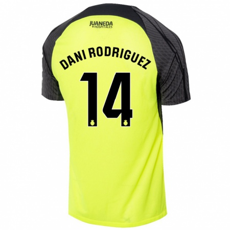 Kandiny Gyermek Dani Rodríguez #14 Fluoreszkáló Zöld Fekete Idegenbeli Jersey 2024/25 Mez Póló Ing