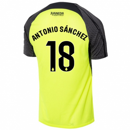 Kandiny Gyermek Antonio Sánchez #18 Fluoreszkáló Zöld Fekete Idegenbeli Jersey 2024/25 Mez Póló Ing