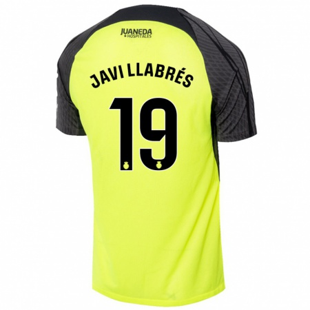 Kandiny Gyermek Javi Llabrés #19 Fluoreszkáló Zöld Fekete Idegenbeli Jersey 2024/25 Mez Póló Ing