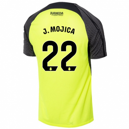 Kandiny Gyermek Johan Mojica #22 Fluoreszkáló Zöld Fekete Idegenbeli Jersey 2024/25 Mez Póló Ing