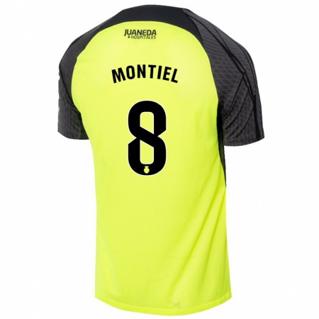 Kandiny Gyermek Luis Montiel #8 Fluoreszkáló Zöld Fekete Idegenbeli Jersey 2024/25 Mez Póló Ing