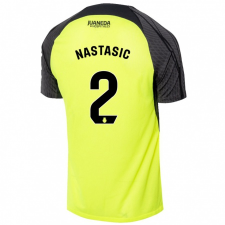 Kandiny Gyermek Matija Nastasic #2 Fluoreszkáló Zöld Fekete Idegenbeli Jersey 2024/25 Mez Póló Ing