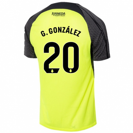 Kandiny Gyermek Giovanni González #20 Fluoreszkáló Zöld Fekete Idegenbeli Jersey 2024/25 Mez Póló Ing