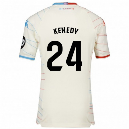 Kandiny Gyermek Kenedy #24 Fehér Piros Kék Idegenbeli Jersey 2024/25 Mez Póló Ing