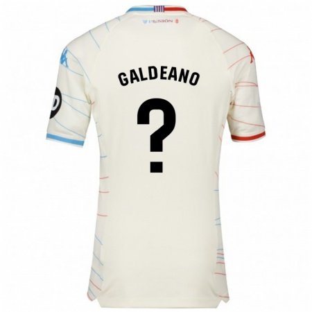 Kandiny Gyermek Alejandro Galdeano #0 Fehér Piros Kék Idegenbeli Jersey 2024/25 Mez Póló Ing