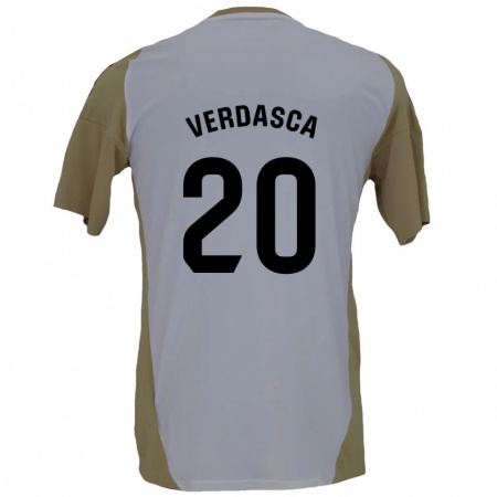 Kandiny Gyermek Diogo Verdasca #20 Barna Fehér Idegenbeli Jersey 2024/25 Mez Póló Ing