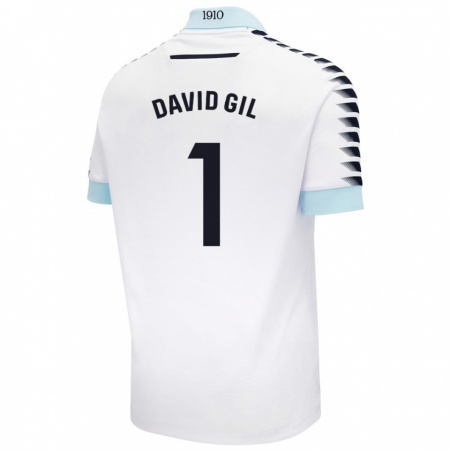 Kandiny Gyermek David Gil #1 Fehér Kék Idegenbeli Jersey 2024/25 Mez Póló Ing