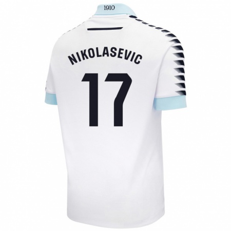 Kandiny Gyermek Mirko Nikolasevic #17 Fehér Kék Idegenbeli Jersey 2024/25 Mez Póló Ing