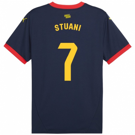 Kandiny Gyermek Cristhian Stuani #7 Sötétvörös Idegenbeli Jersey 2024/25 Mez Póló Ing