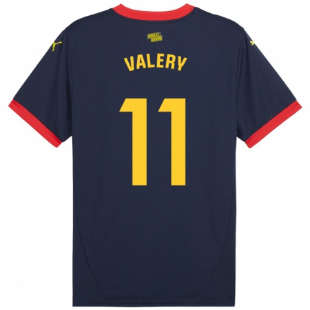 Kandiny Gyermek Valery Fernández #11 Sötétvörös Idegenbeli Jersey 2024/25 Mez Póló Ing