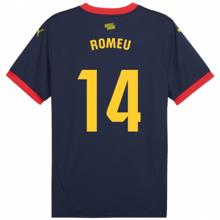 Kandiny Gyermek Oriol Romeu #14 Sötétvörös Idegenbeli Jersey 2024/25 Mez Póló Ing